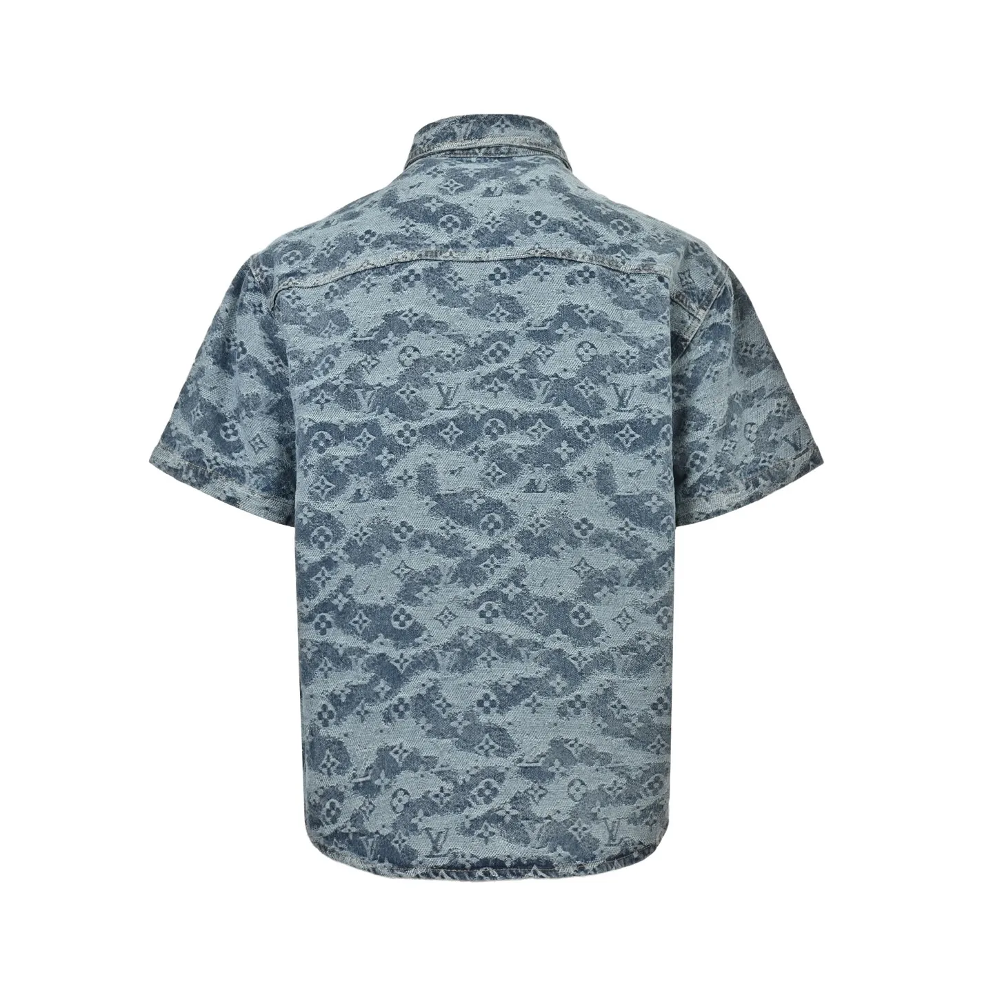 Louis Vuitton/Louis Vuitton cloud old flower jacquard suit denim short-sleeved shirt
